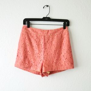 Forever 21 Coral Lace Overlay Shorts